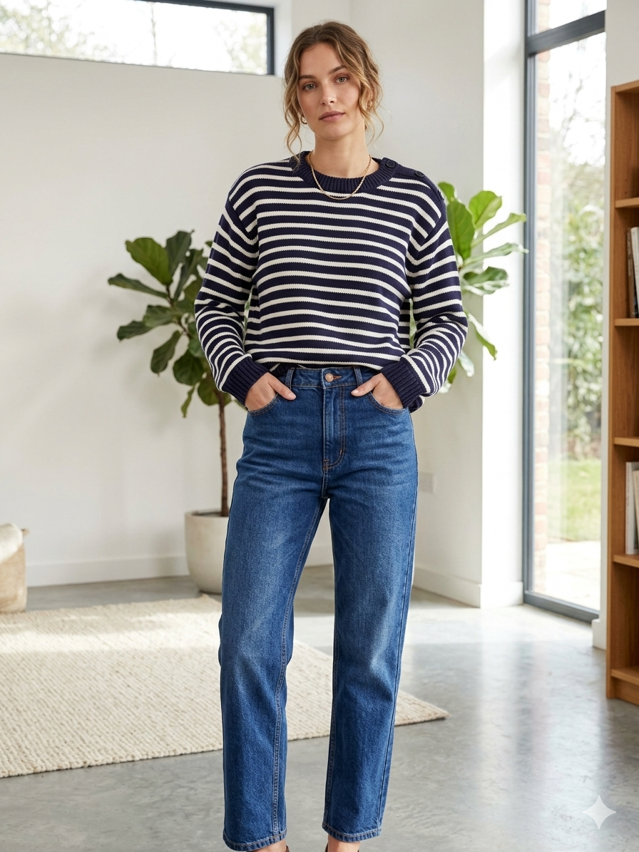 Natural O & J Brenton Stripe Jumper OJW36