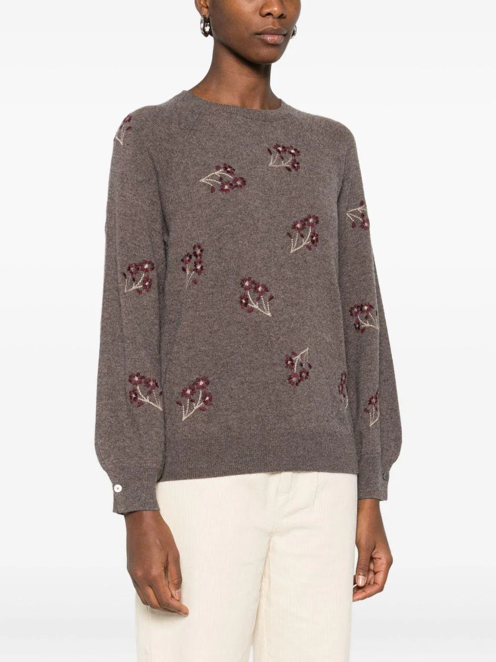 YERSE Jumper with Floral Embroidery