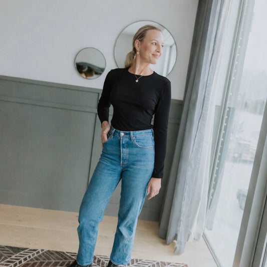 Moke Lina Long Sleeve Ribbed Top Black