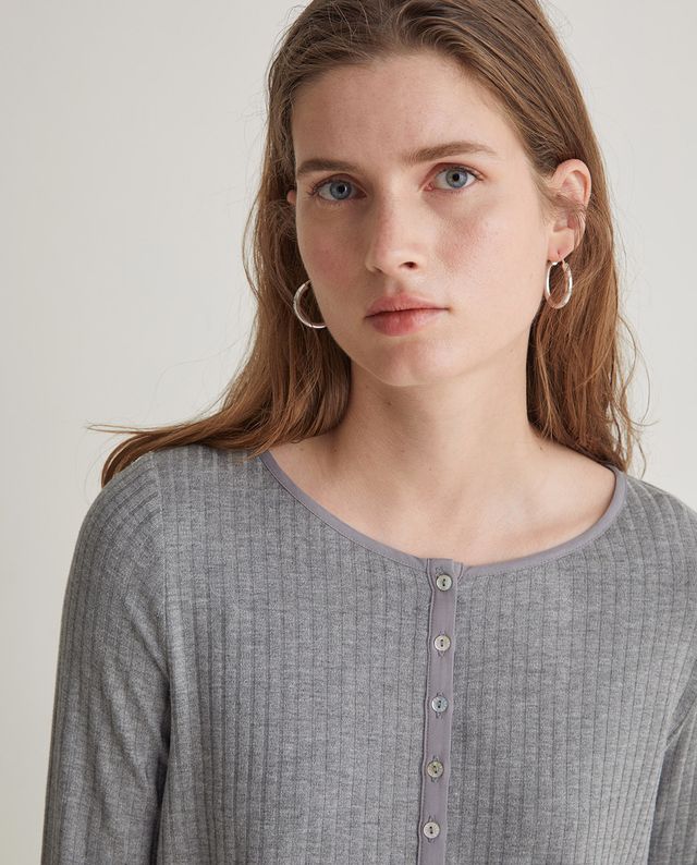 YERSE Ribbed Long Sleeve T-Shirt Grey