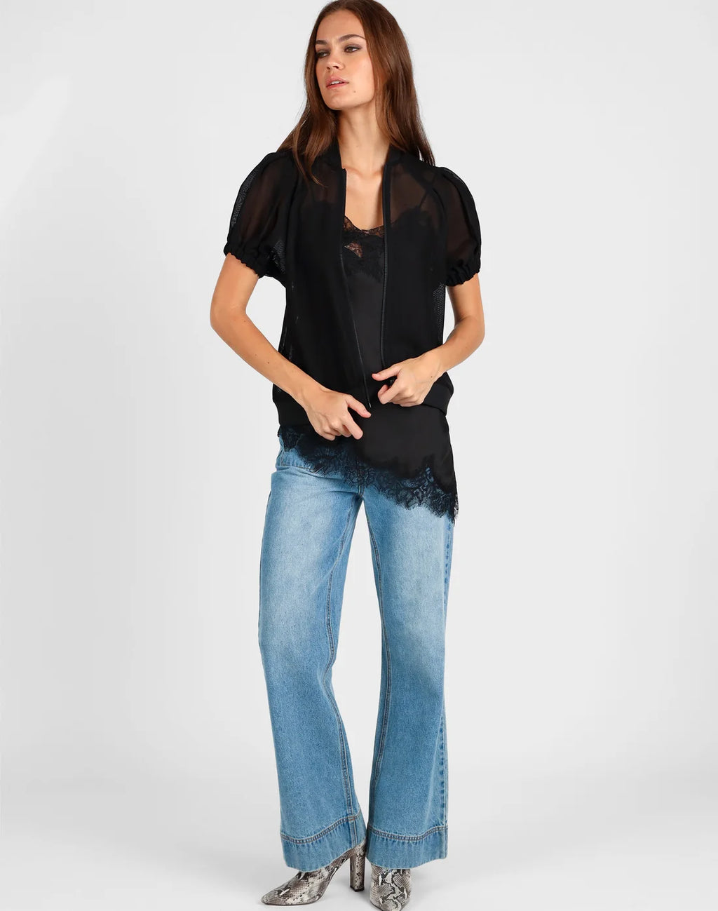 Short Sleeve Mesh Bomber Jacket