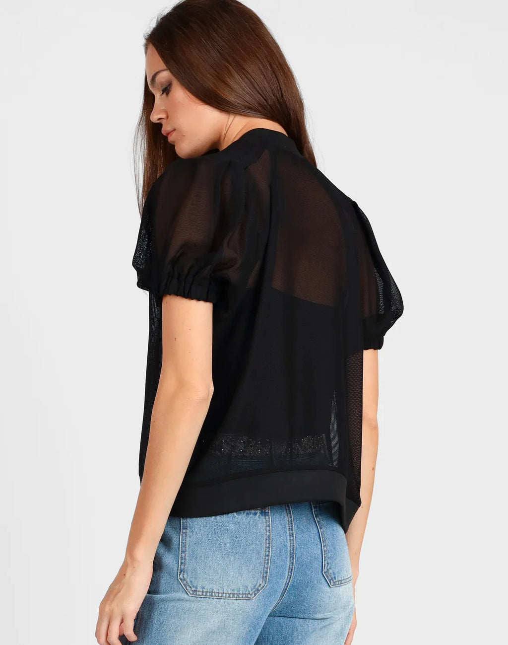 Short Sleeve Mesh Bomber Jacket