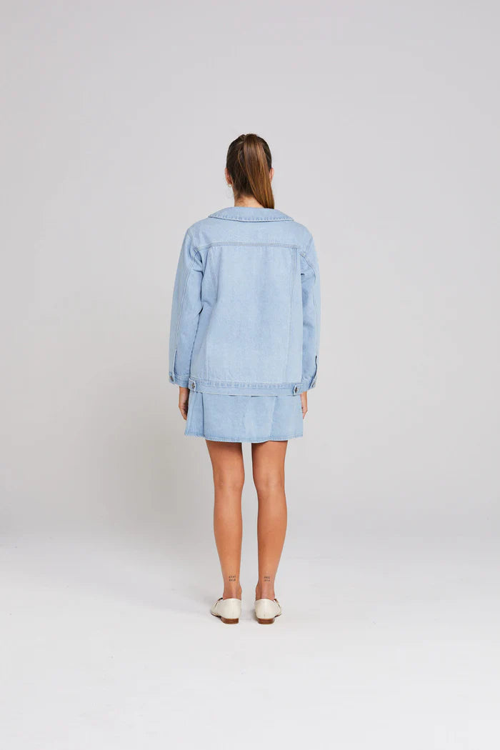 Bowtique Shacket - Stone Wash Denim