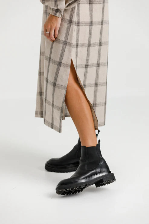 Thing Thing Billowing Dress Oat Plaid