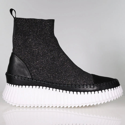 MINX | Vortex Sneaker Boot | Black Sparkle Stretch