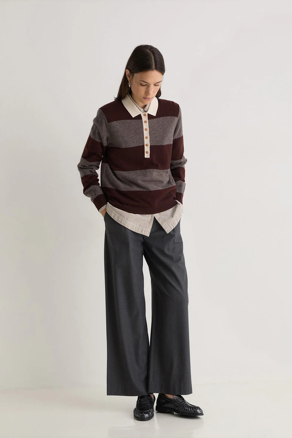 Yerse Polo Neck Striped Jumper